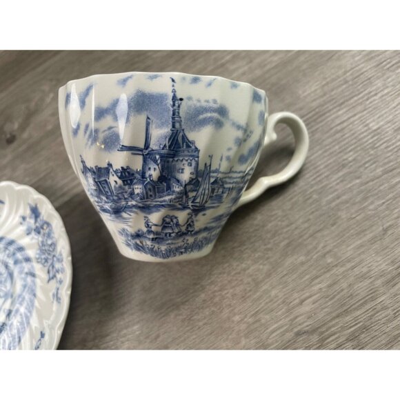 Johnson Bros Blue Coaching Scenes Tea Cup & Saucer Country Made in England - Picture 9 of 10